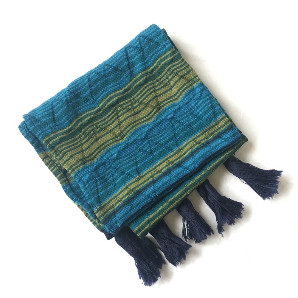 Missoni Teal/Olive Wool Fringe Scarf